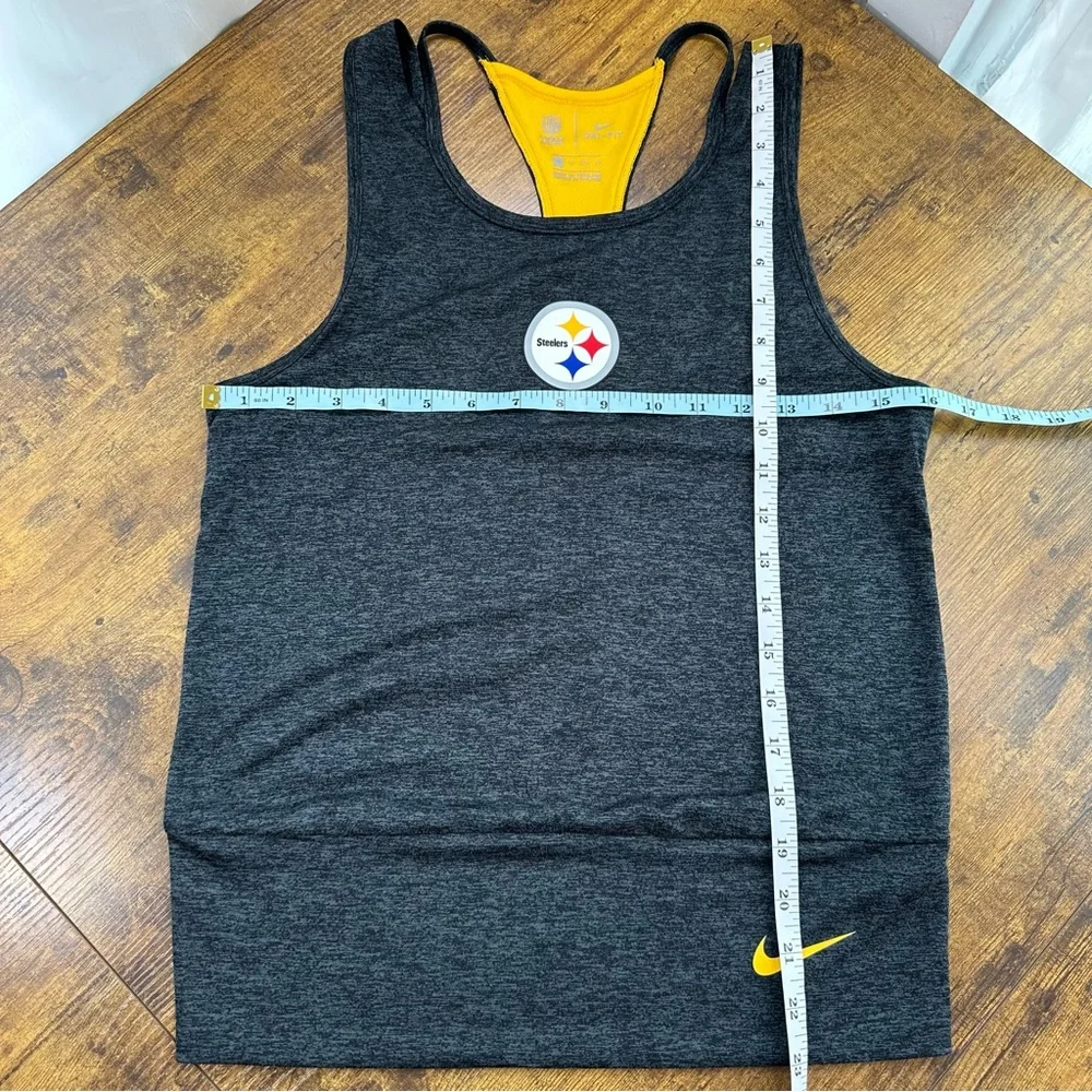 Women’s Nike Pittsburgh Steelers Dri-Fit Racerback Charcoal and Gold Tank Top XS